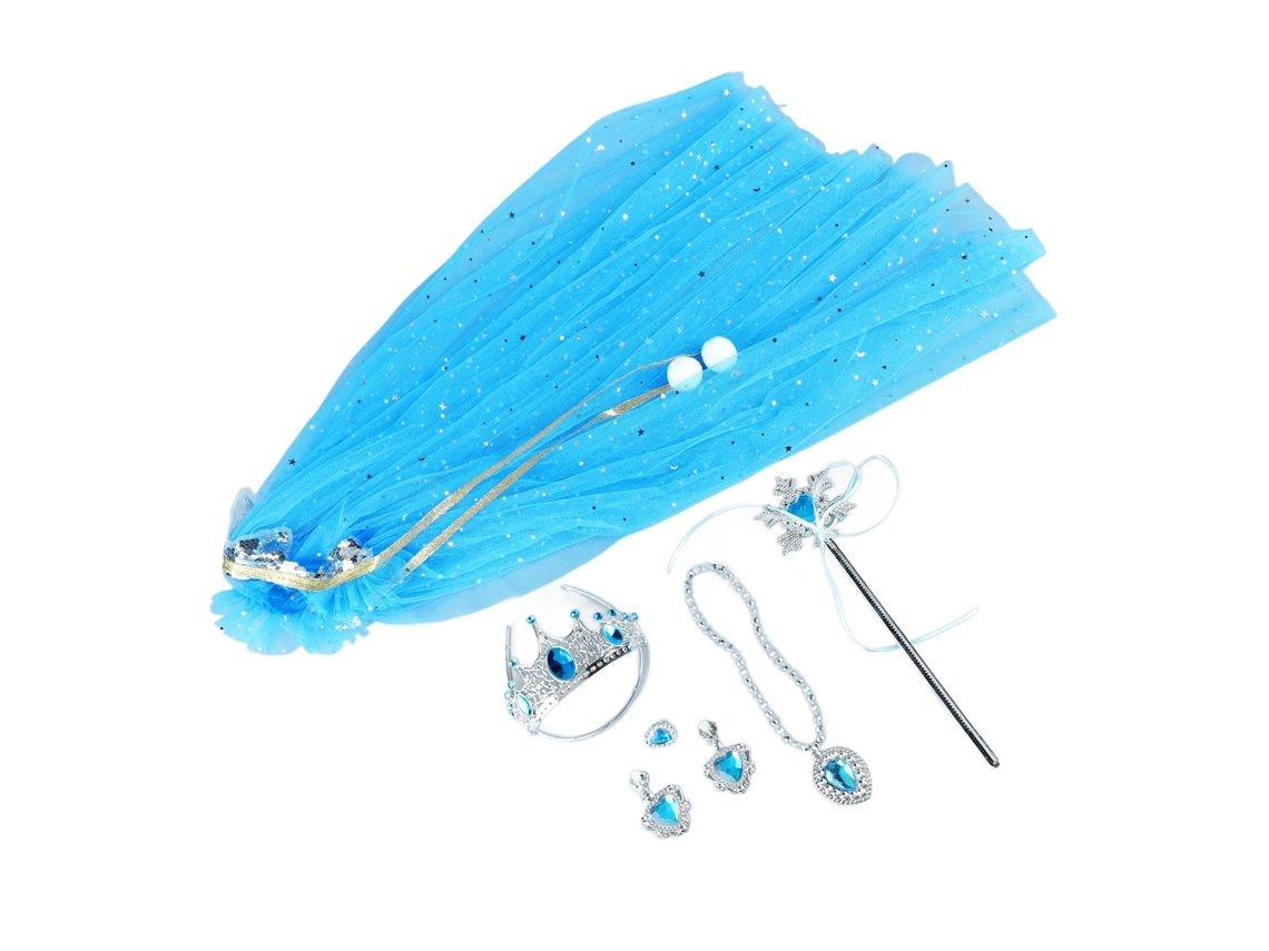 Conjunto De Capa De Princesa Con Varita, Corona Y Lentejuelas Brillantes Para Niñas