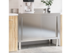 Mesa/Encimera de cocina con puertas correderas de acero inoxidable DKD HOME DECOR