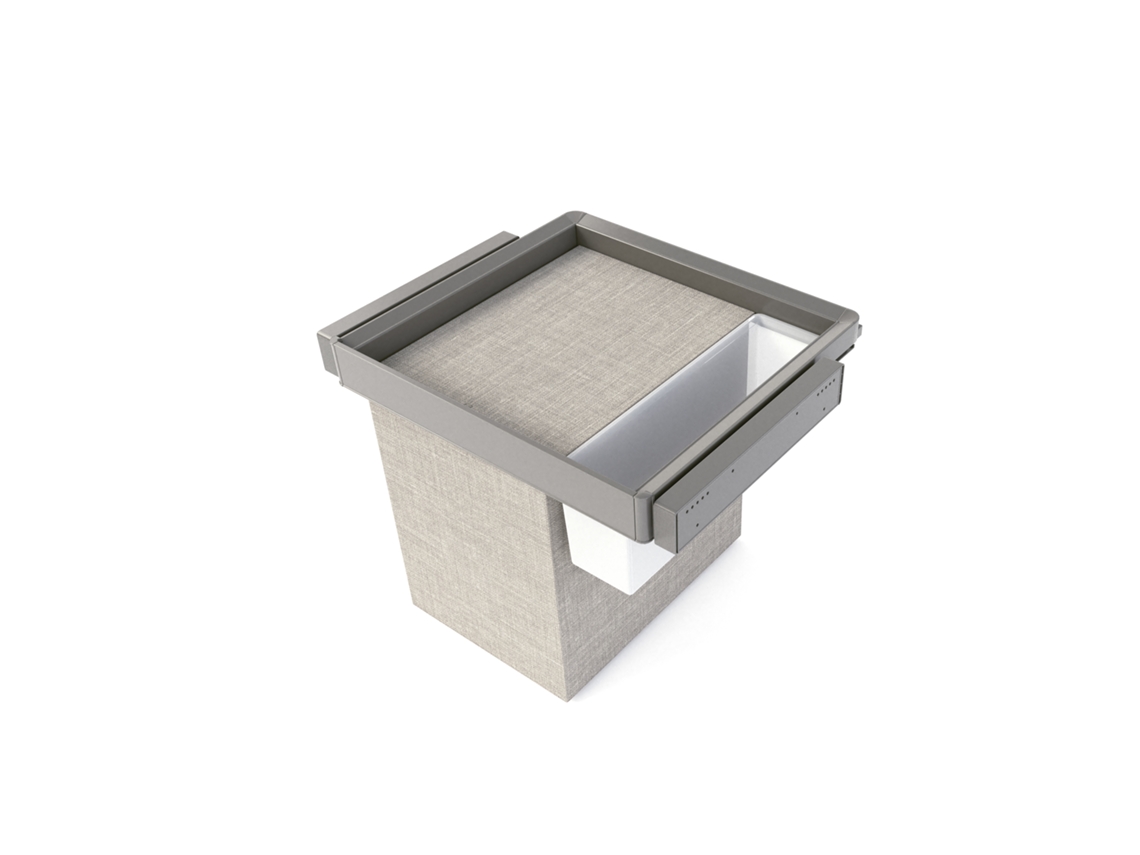 Kit de bandeja auxiliar, cesta y estructura regulable Quartz para armarios, cierre suave y guías de extracción total, módulo de 60 cm, acabado Emuca