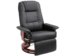 Sillón reclinable manual PRIME KANG hasta 145°, con reposapiés, tapizado en piel sintética, color negro.