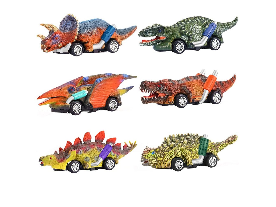 Juego De 6 Coches De Dinosaurios Con Retroceso Para Niños De 2 A 8 Años - Juguetes De Dinosaurios Y Vehículos