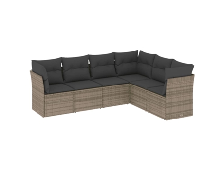 Conjunto 6 de muebles de jardín VIDAXL y cojines ratán sintético gris