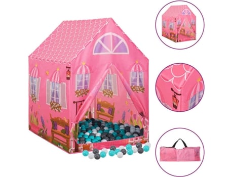 vidaXL Tienda de juegos para niños con 250 bolas rosa 69x94x104 cm
