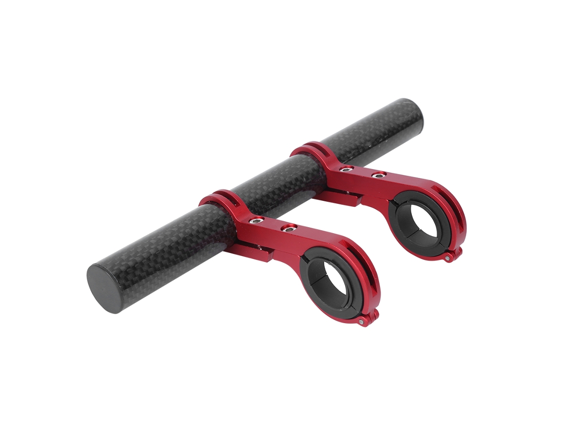 Extensión De Manillar Para Bicicleta Con Dos Abrazaderas, Luz De Fibra De Carbono Y Soporte Para Ciclocomputador.