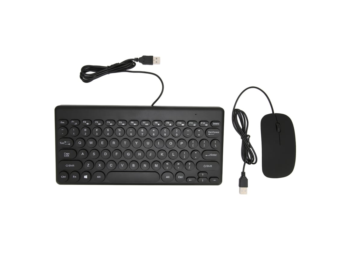 Baoj-2026combo Teclado E Rato Com Fio Ergonômico Economia De Energia 78 Teclas Teclas Redondas 4 Botões Rato Preto