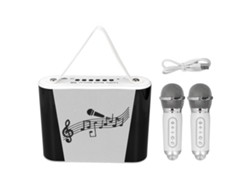 Rebe-máquina De Karaoke Infantil Inalámbrica Bluetooth Micrófono Mini Altavoz De Canto Para Hogar Blanco Doble Mic