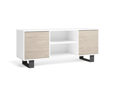 Mueble de TV SKRAUT HOME 140 Wind con 2 Puertas (Blanco - Melamina - 137 x 40 x 57 cm)