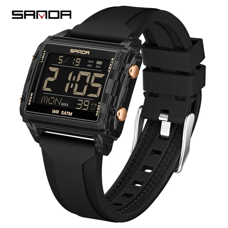 Reloj De Pulsera Digital Deportivo Led (oro Rosa) Elegante Para Estudiantes, Resistente Al Agua.