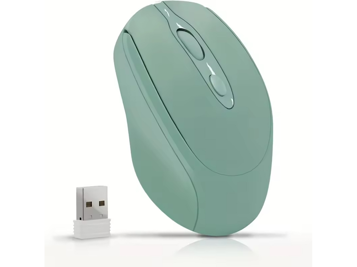 Ratón inalámbrico Bluetooth (verde), recargable, silencioso, con interfaz USB, 2000 DPI y 4 botones.