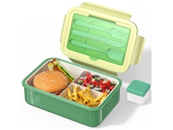 Bento Para Niños, Unisex, Contenedor De Comida, Plástico, Microondas Y Lavavajillas Seguro Verde