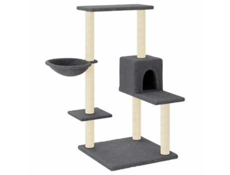 Rascador para gatos con postes de sisal gris oscuro VIDAXL (95 cm)