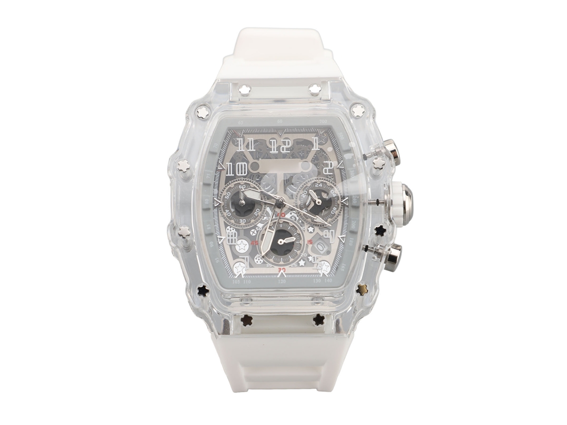 Reloj De Pulsera Transparente Para Hombre, Resistente Al Agua Hasta 50 M, Con Correa De Silicona Hueca Grande.