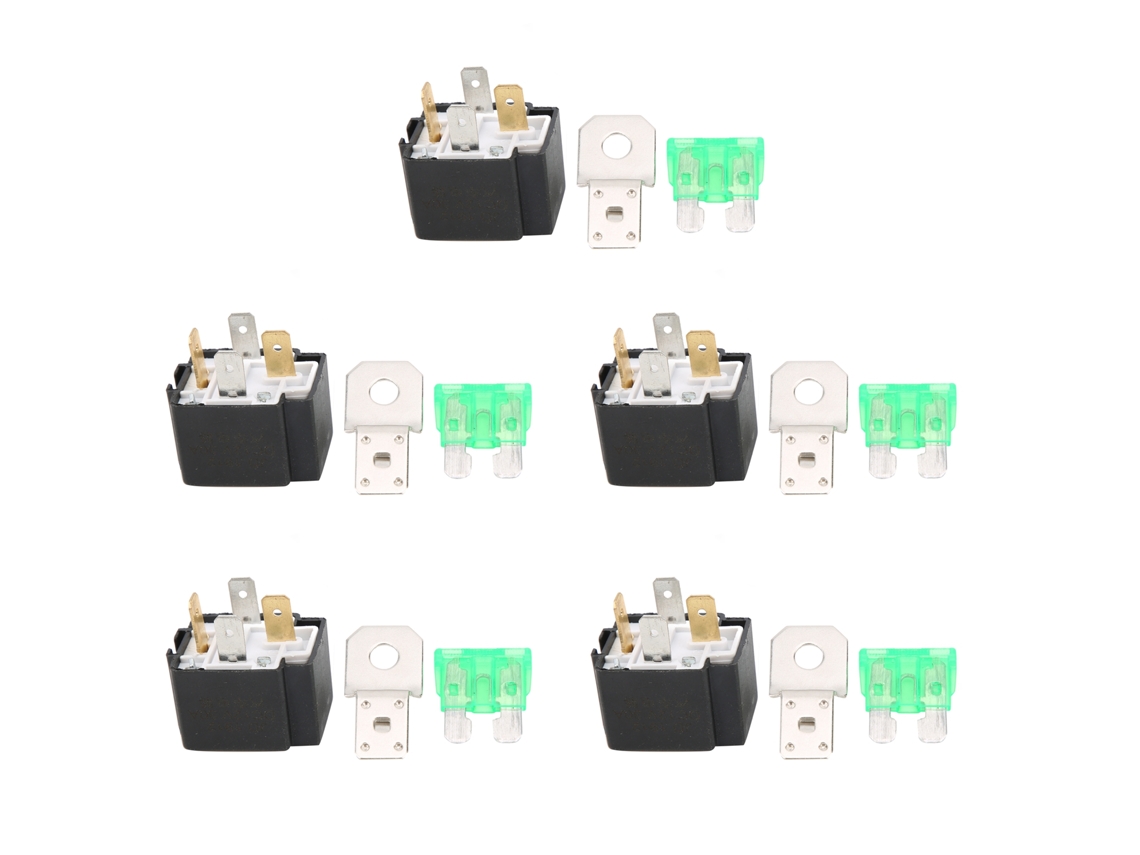 5 relés intermitentes universales de 4 pines, 12 V, 30 A para automóviles, LED impermeables.
