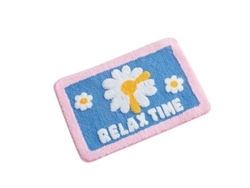 Alfombrilla Antideslizante Lavable Ultrasuave Para Baño Y Hogar - Flor De Margarita (azul)