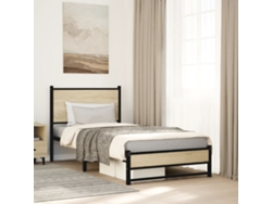 Estructura De Cama Sin Colchón Metal Roble Sonoma 90x200 Cm