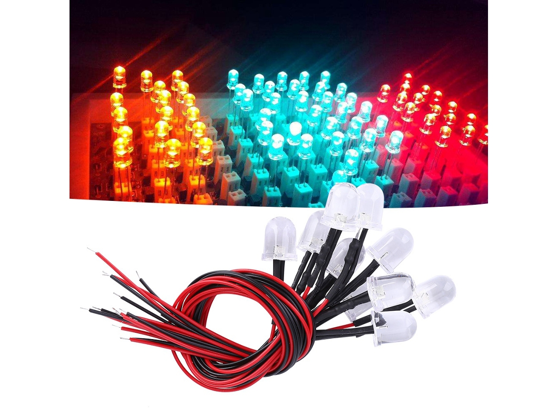 Omni-50 Piezas Diodos Led Pre Cableados 12v 10mm Cabeza Redonda Luces Coloridas Parpadeo Lento