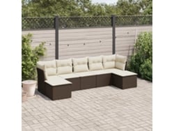 Conjunto de sofá de jardín de 7 piezas con cojines de mimbre marrón DKD Home Decor