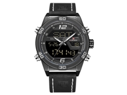 Reloj De Pulsera De Cuarzo Impermeable Naviforce Para Hombre Con Correa De Pu En Blanco Y Negro.