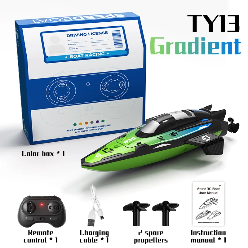(verde) Minibarco Teledirigido Para Niños, Con Dos Motores, Radio Y Resistente Al Agua.