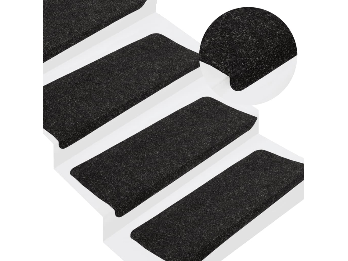 Alfombrillas autoadhesivas para escaleras (15 unidades, 65 x 24,5 x 3,5 cm, antracita, DKD HOME DECOR)