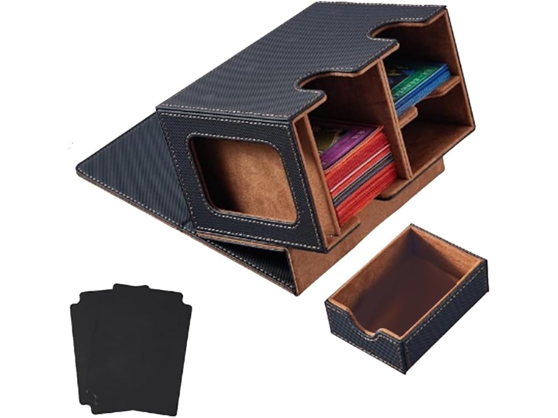 Caja Expositora De Cartas Con Bandeja Para Dados, Caja Para Mazos Con Capacidad Para Más De 160 Cartas Coleccionables, Almacenamiento Dorado