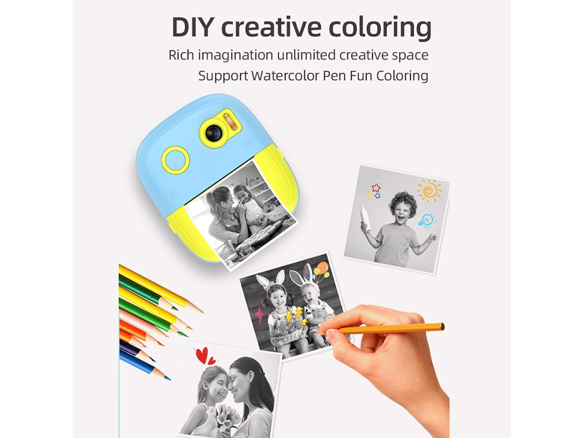 Cámara Infantil Con Impresora Térmica Instantánea, Pantalla Digital De 2,4 Pulgadas, 1080p/720p, Tarjeta De Memoria De 32 Gb, Juguete De Regalo Para Niñas Y Niños.