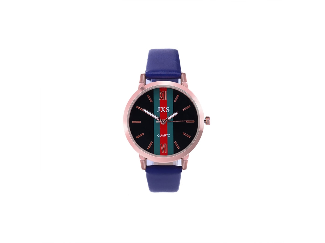Nuevo Reloj De Pulsera De Cuarzo Para Mujer Con Correa De Piel Sintética Azul.