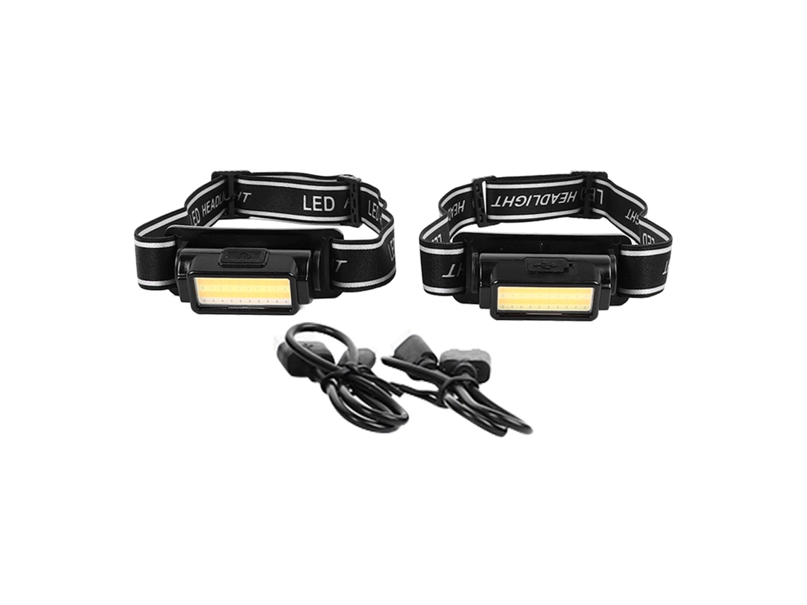 2026-2 Piezas Linterna Frontal Abs Impermeable Recargable Cob Ultra Brillante Para Senderismo Camping Pesca Al Aire Libre