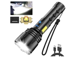 Linterna súper brillante de alto lumen, linternas alimentadas por XHP70 recargables con batería, luz de trabajo COB, 7 modos (negro) YIZHOOD