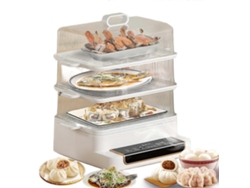 Vaporera eléctrica de alimentos con gran capacidad de 28 litros, 3 niveles, para verduras, con temporizador y protección antisecado.