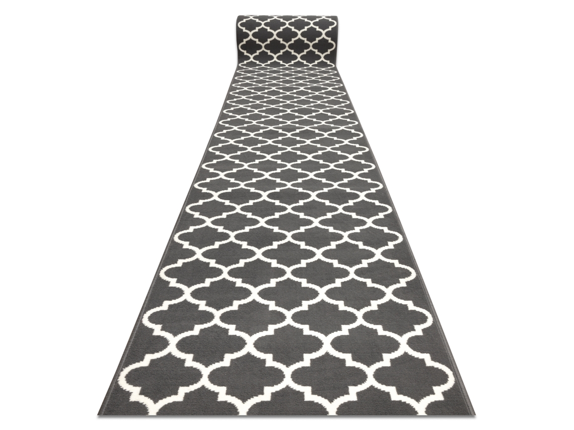 Alfombra de Pasillo Bcf Morad Trelis Espaldera Marroquí Gris/Crema 90 cm