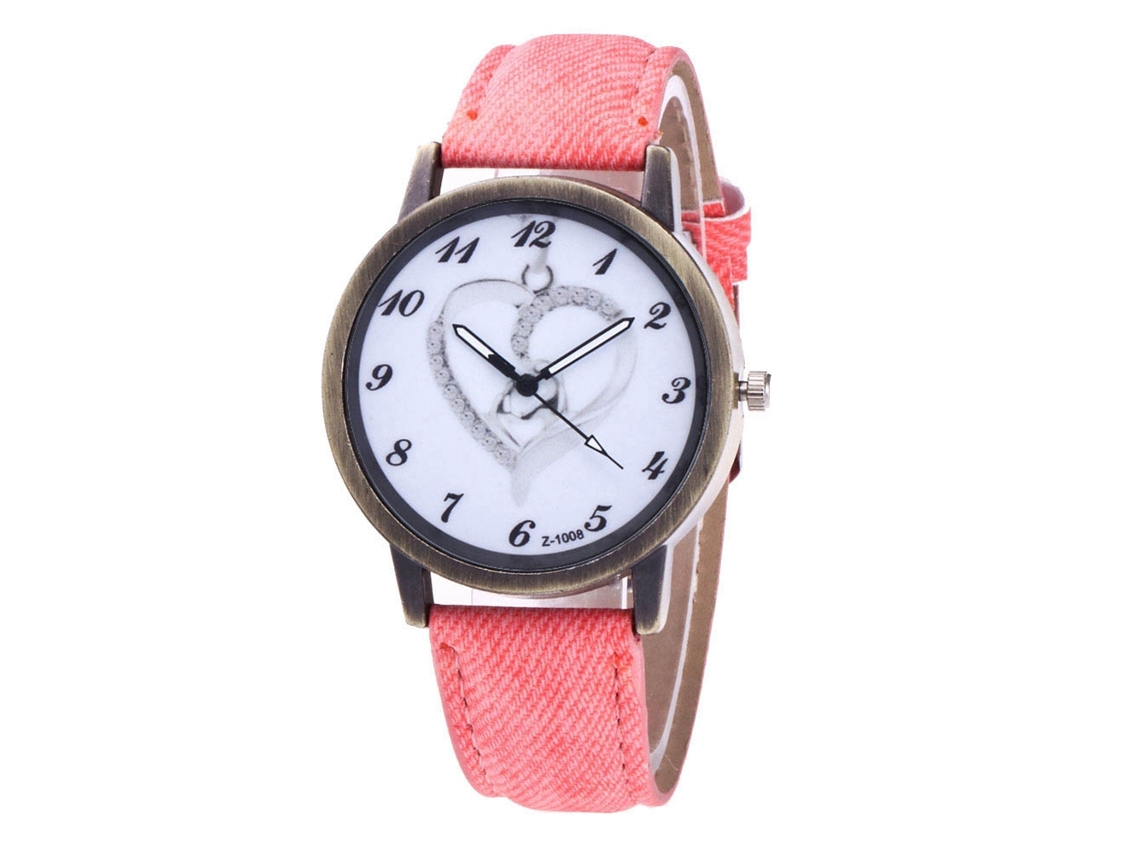 Reloj Zhoulianfa Para Mujer Con Diseño De Corazón Y Correa De Cuero Sintético, Movimiento De Cuarzo Rosa.