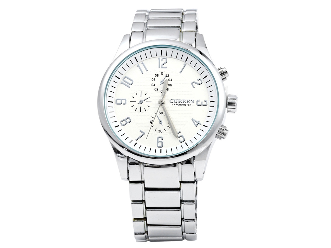 Reloj De Pulsera De Negocios Para Hombre, Acero Inoxidable, Cuarzo, Blanco.