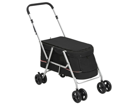 Cochecito para perros plegable tela lino negro 100x49x96 cm VIDAXL