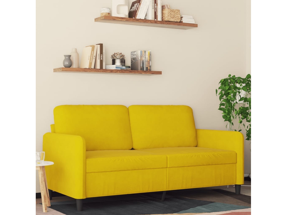 Sofá De 2 Plazas | Sofá De Salón | Sofá De Descanso Terciopelo Amarillo 140 Cm Wsd783990