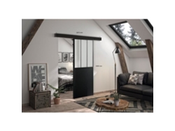 Kit de puerta corredera Optimum Atelier Rail (alto 204 x ancho 83 x fondo 4 cm) con vidrio esmerilado negro