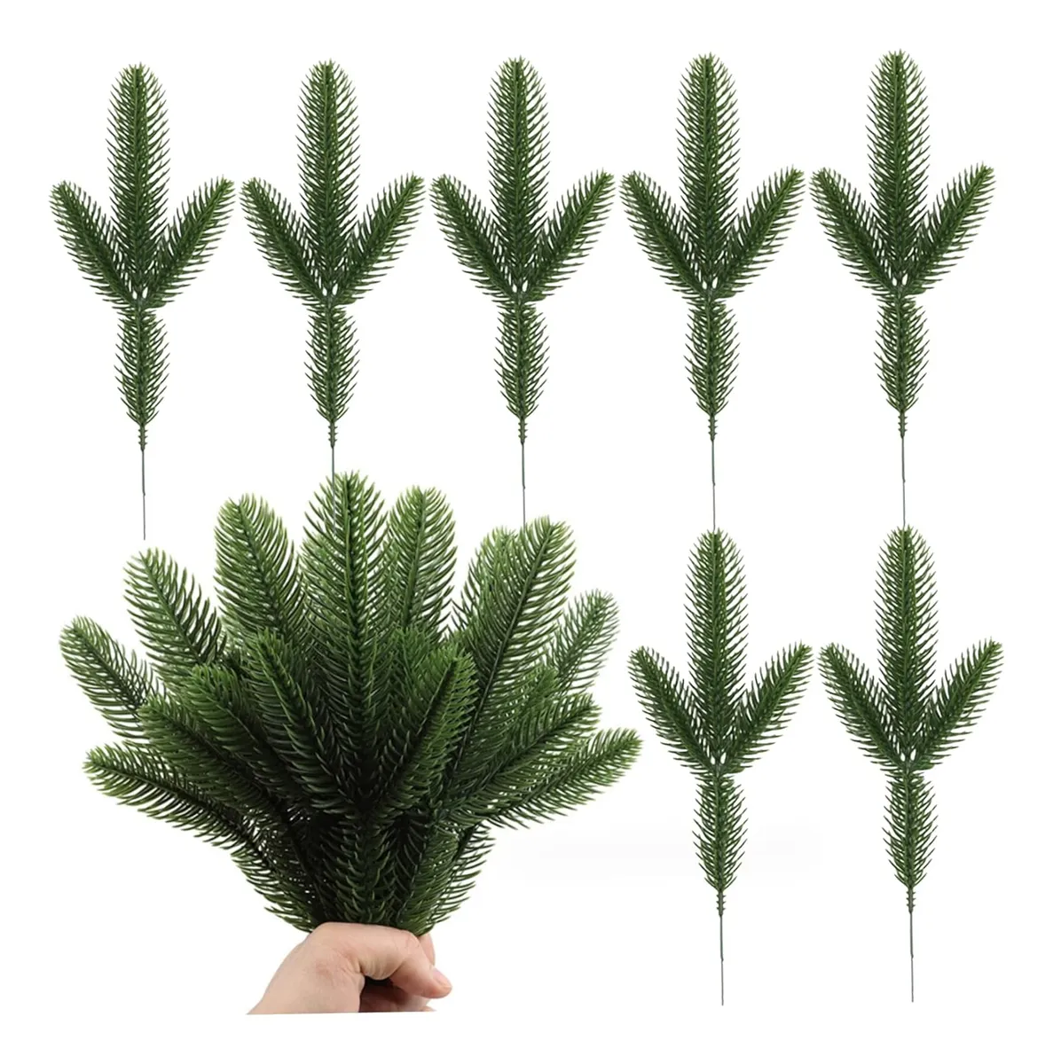 Ramas de pino artificiales, plantas verdes navideñas, Needlesvayotoy