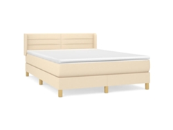 Maison Exclusive - Cama Box Spring Con Colchón Tela Color Crema 140x200 Cm