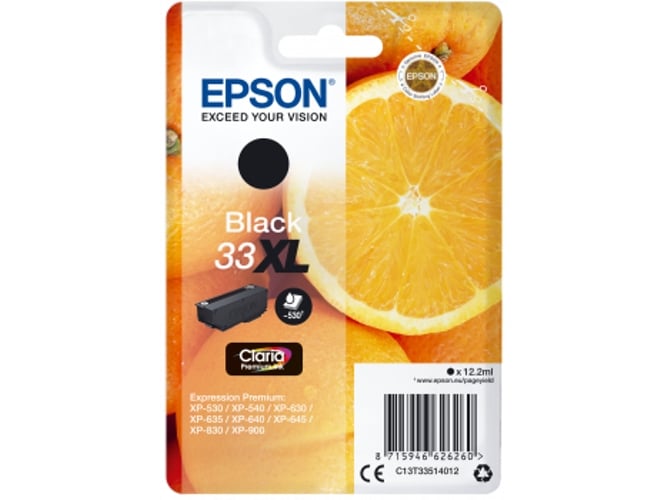 Cartucho de tinta original EPSON, 33, Naranjas 8,1 ml , Negro foto, XL, C13T33614012, T3361