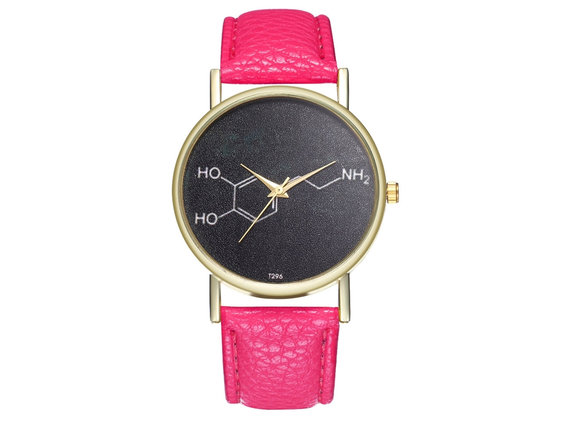 Reloj De Cuarzo Para Mujer Zhoulianfa T296-a Con Correa De Cuero Rosa Y Rojo, Estilo Ejecutivo.