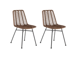 Cadeiras De Jantar Com Trançado De Estilo Boho Beliani Dilley De Rattan Castanho 45x60x83