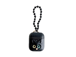 Cubierta De Gato Animado Mate Gruesa Y Resistente A Impactos Para Funda Airpods Negra Para Apple Gen 1/2