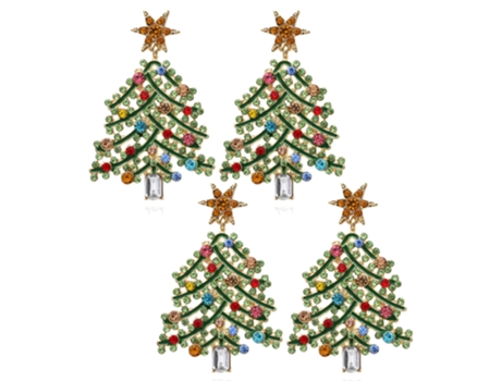 Pendientes De Navidad Para Decoración De Mujeres, Árbol De Navidad, Joyas De Diamantes De Imitación De Cristal Para Amigos, Suministros De Fiesta P...