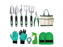 JILLIOPER Juego de Herramientas de Jardinería, 10 Piezas de Acero Inoxidable Resistente con Mango de Madera Antideslizante - Regalo para Hombres y Mujeres
