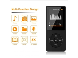 Reproductor MP3 Reproductor Mp4 Pluma de grabación Pantalla Tft de 1,8 pulgadas Radio Fm Grabadora de libros electrónicos Negro CUICH