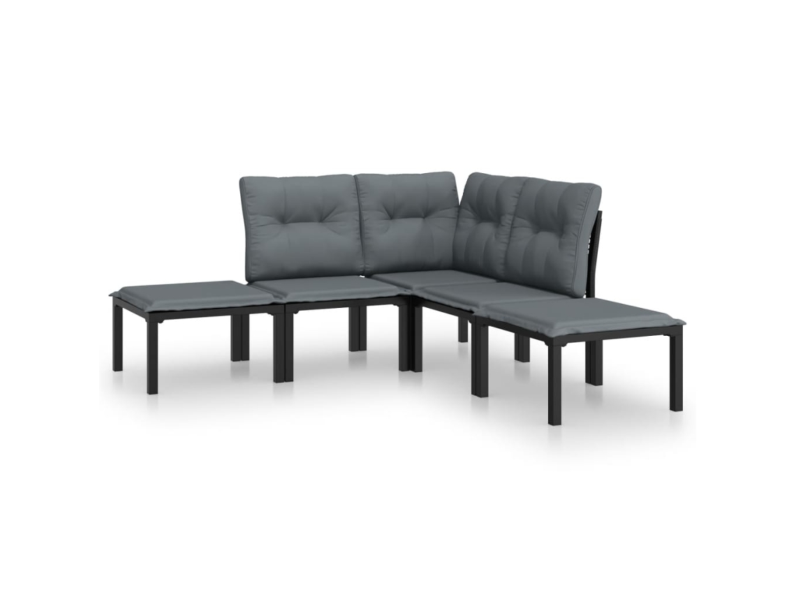 Maison Exclusive - Juego De Muebles De Jardín 5 Pzas Ratán Sintético Negro Y Gris