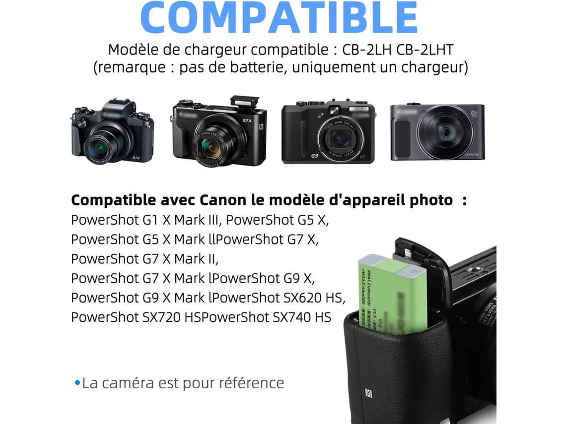 Cargador de batería CB 2LH NB 13L compatible con Canon PowerShot