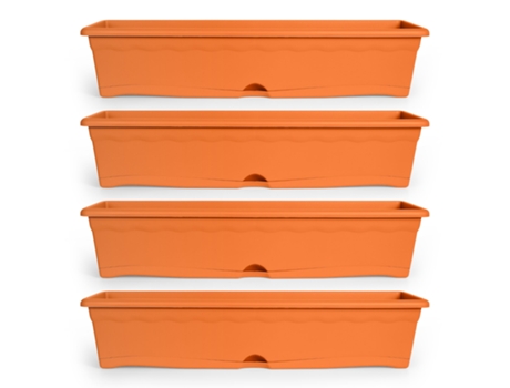 Macetas para Plantas PLASTIKEN con Plato Integrado Terra (4 Un - 6L - Terracota - 80 x 20 x 18 cm)
