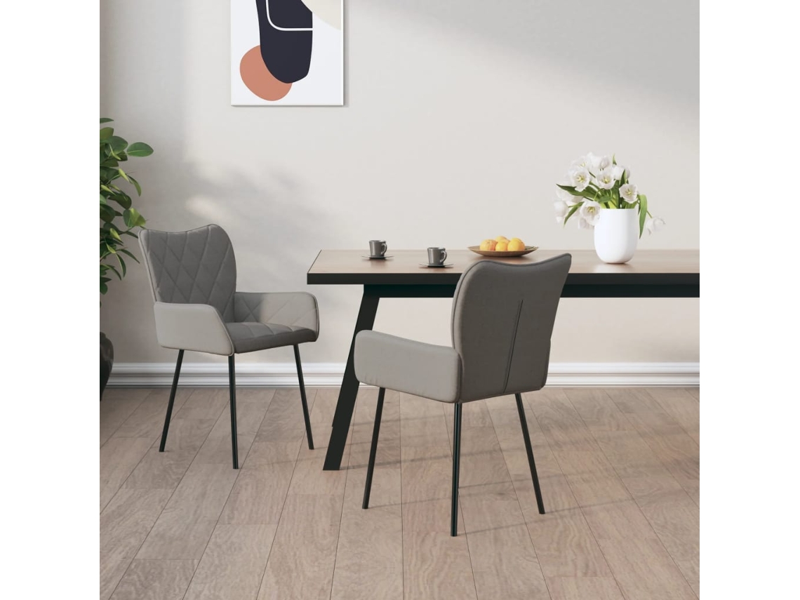 Sillas de comedor 2 piezas Tela gris claro Wsd6860 Lovely Home
