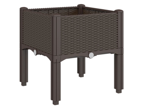 Jardinera con patas PP marrón VIDAXL (40 x 40 x 42 cm)
